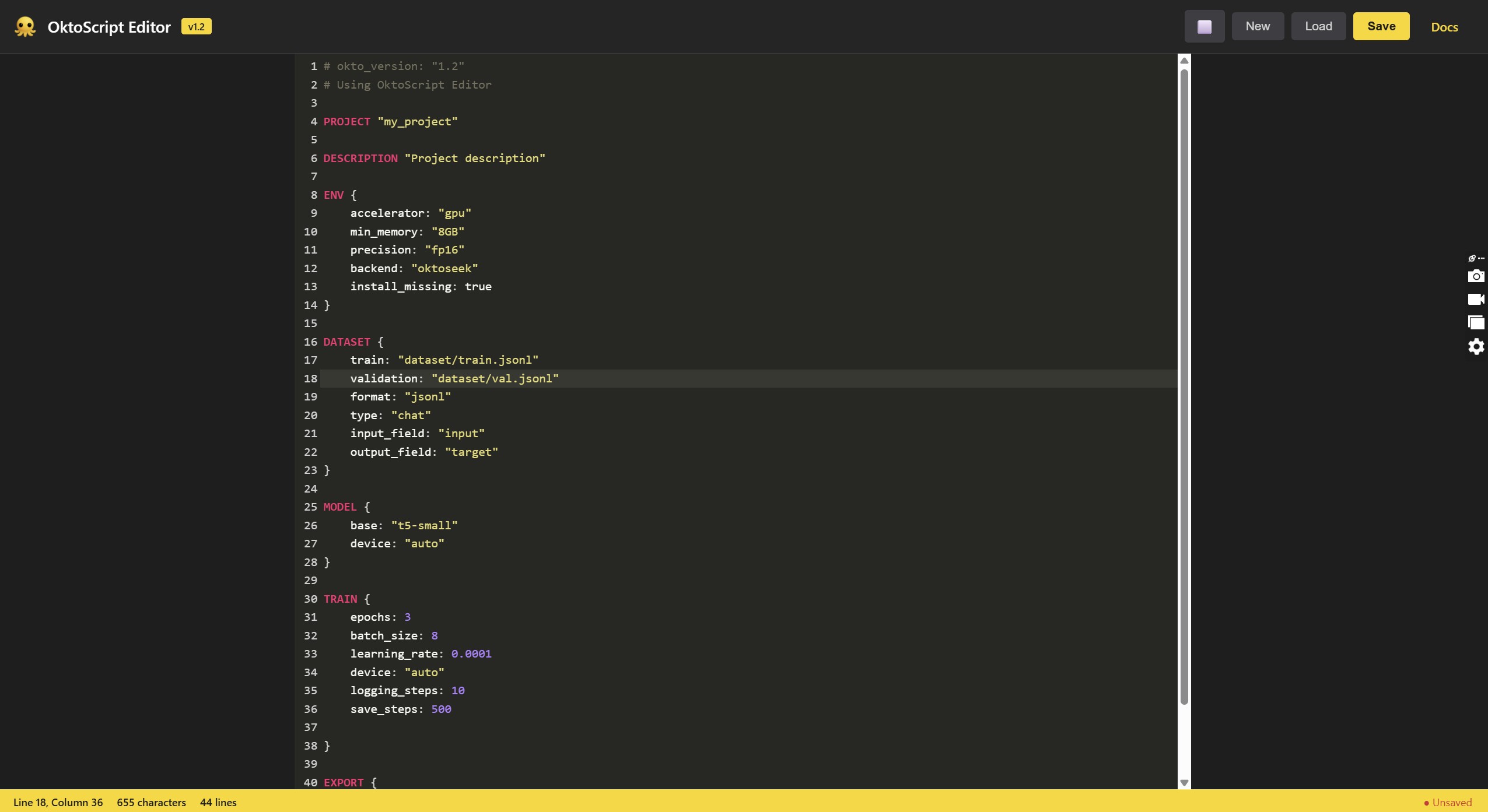 OktoScript Web Editor